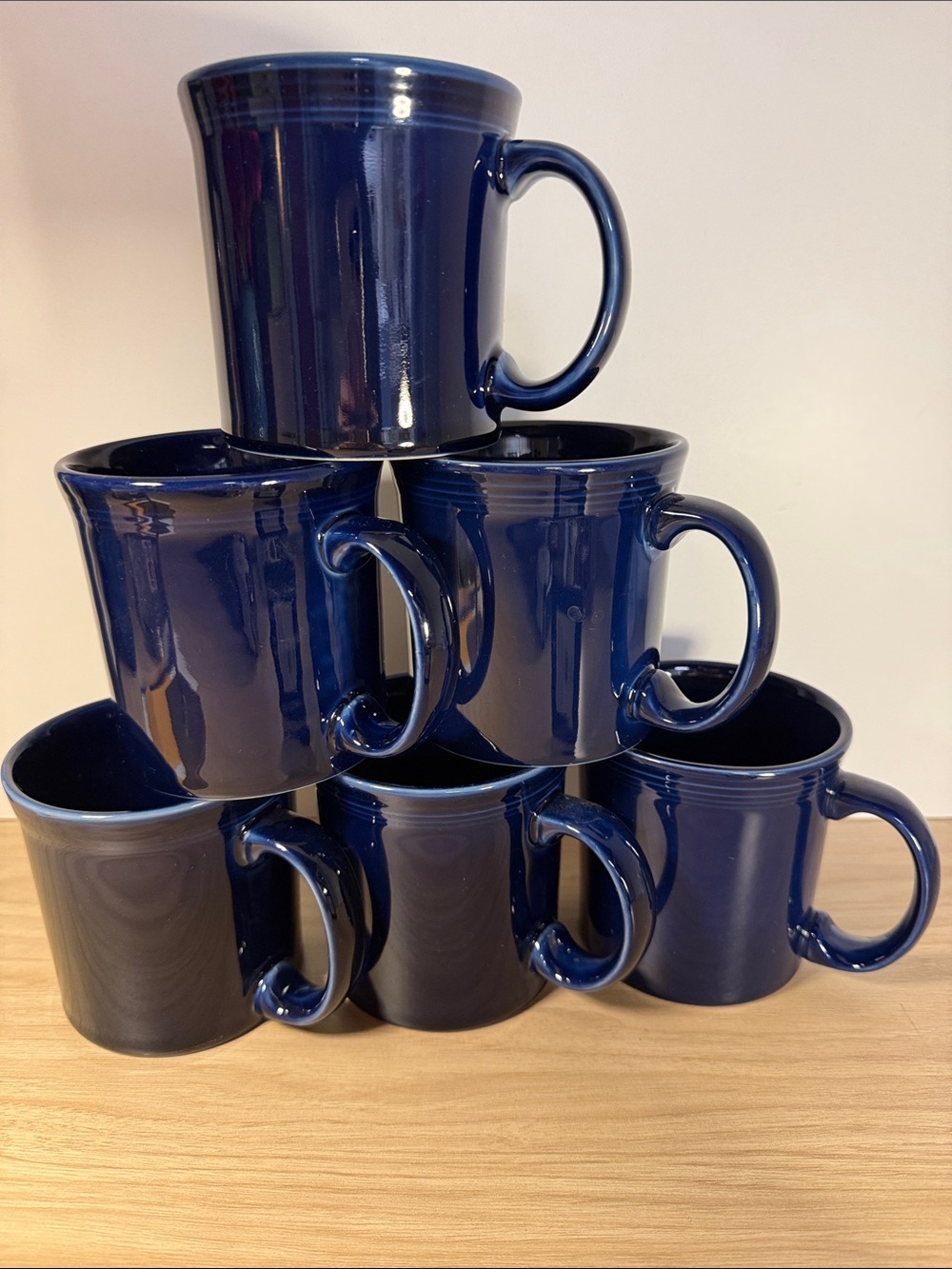 Set of 6 Fiesta Navy Blue Ceramic Coffee Mugs USA